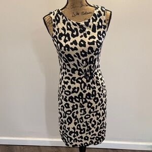 Cute Sleeveless Loft animal print Sheath Dress with cinch at waist